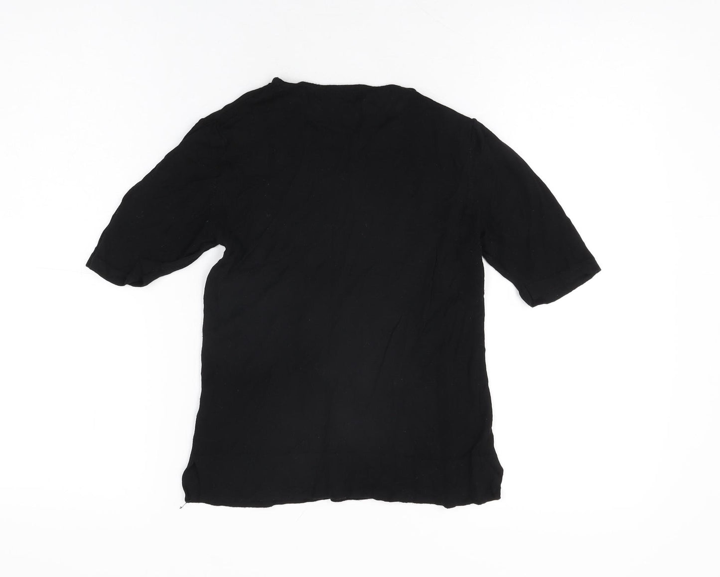 Zara Womens Black Polyester Basic T-Shirt Size M Round Neck