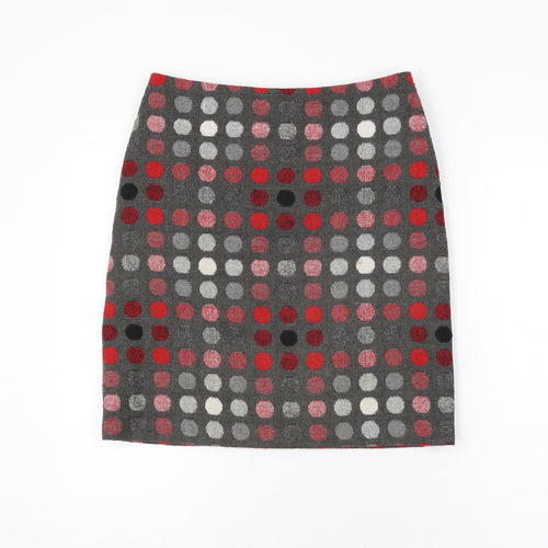 Marks and Spencer Womens Grey Polka Dot Polyester A-Line Skirt Size 10 Zip