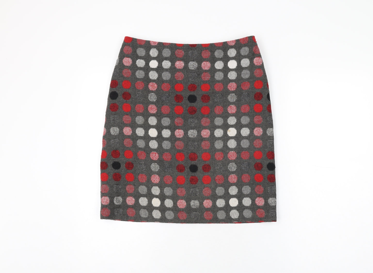 Marks and Spencer Womens Grey Polka Dot Polyester A-Line Skirt Size 10 Zip