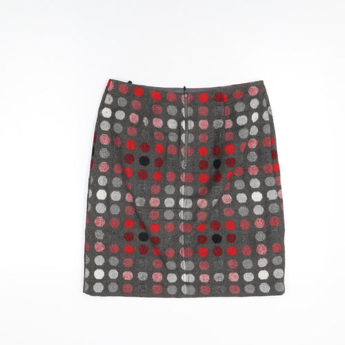 Marks and Spencer Womens Grey Polka Dot Polyester A-Line Skirt Size 10 Zip