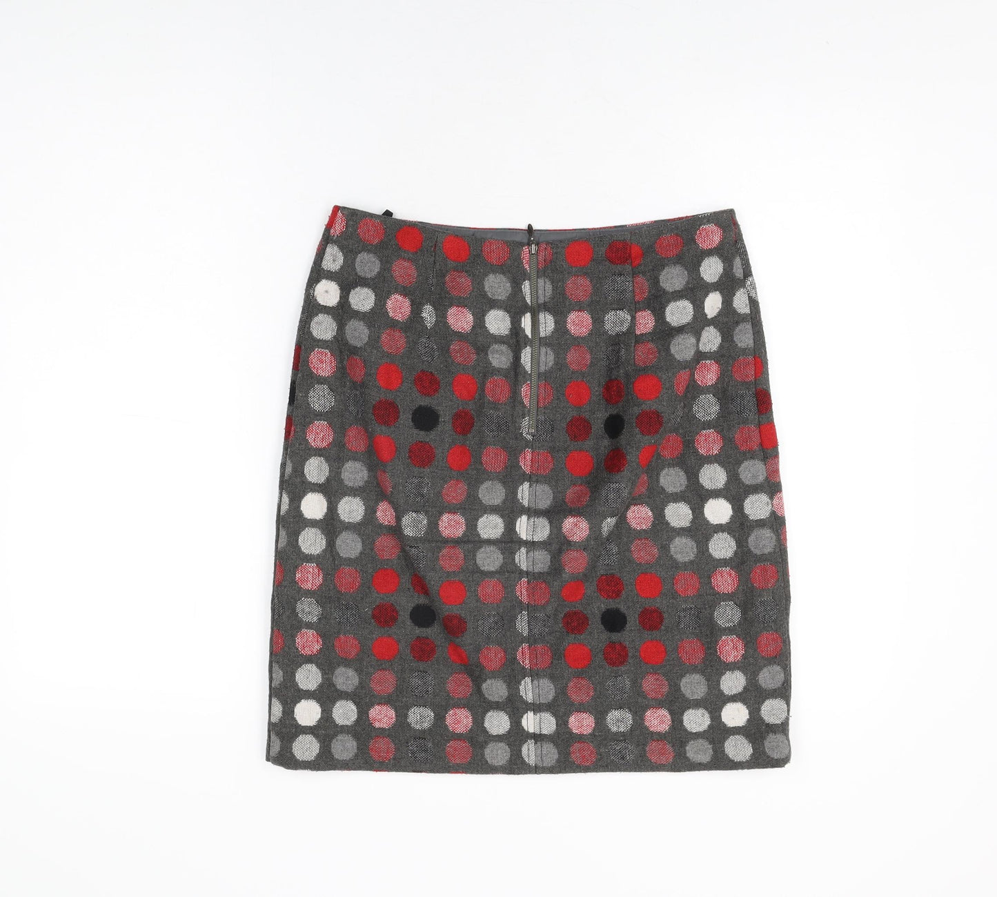 Marks and Spencer Womens Grey Polka Dot Polyester A-Line Skirt Size 10 Zip