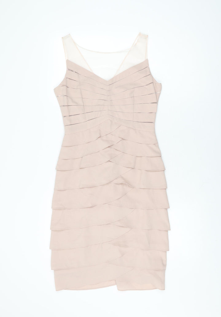 Phase Eight Womens Pink Polyester Bodycon Size 8 Round Neck Zip