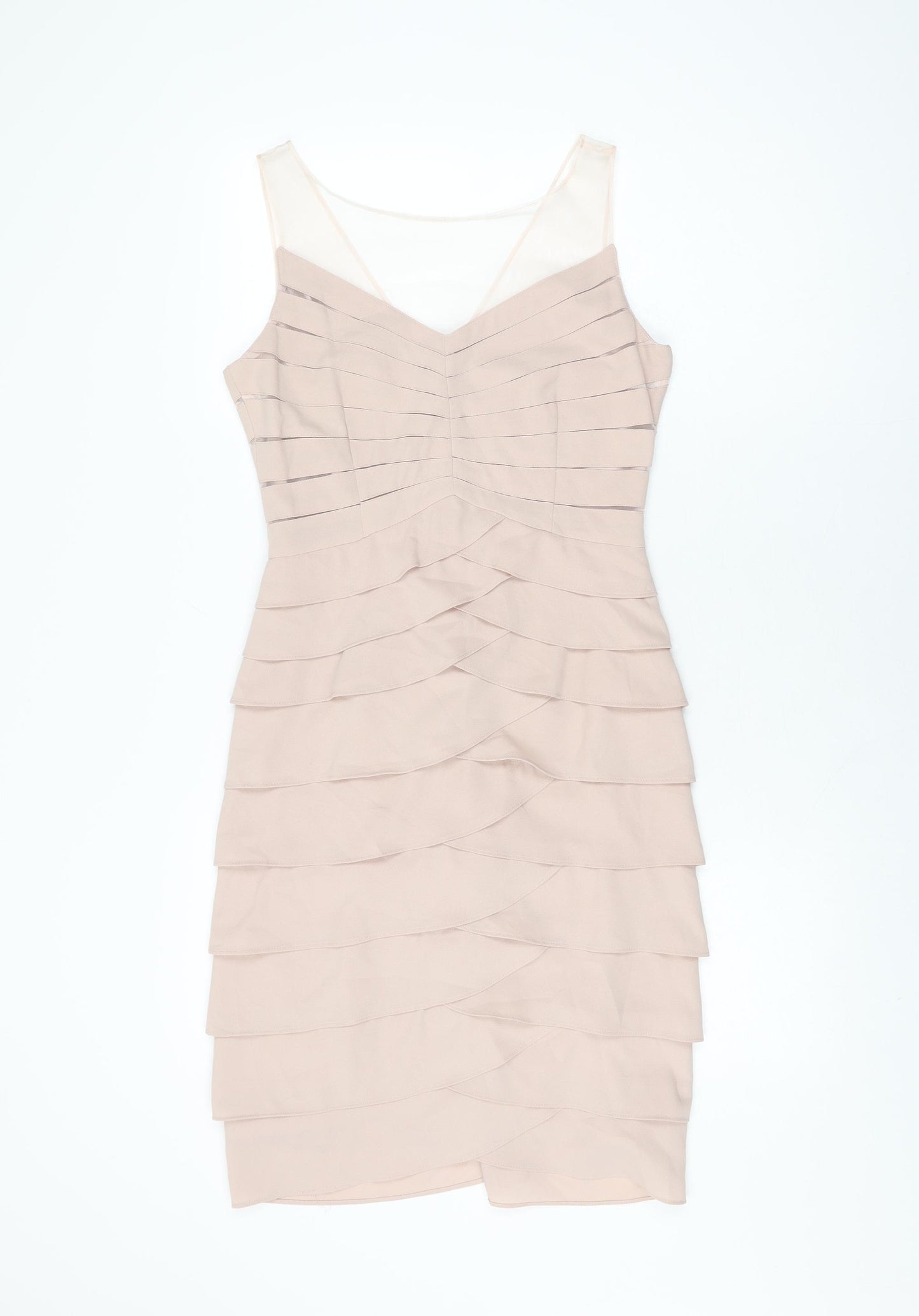 Phase Eight Womens Pink Polyester Bodycon Size 8 Round Neck Zip