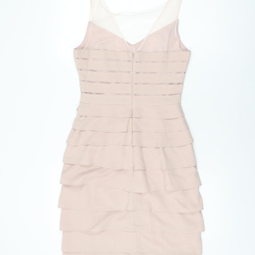 Phase Eight Womens Pink Polyester Bodycon Size 8 Round Neck Zip