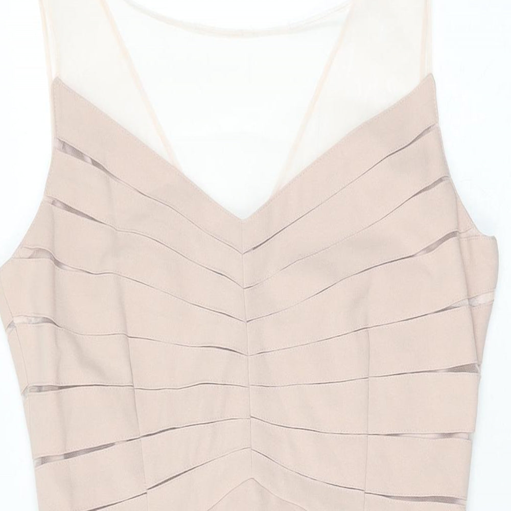 Phase Eight Womens Pink Polyester Bodycon Size 8 Round Neck Zip