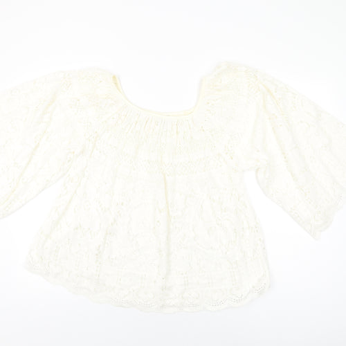 Slix Womens Ivory Cotton Basic T-Shirt Size M Round Neck