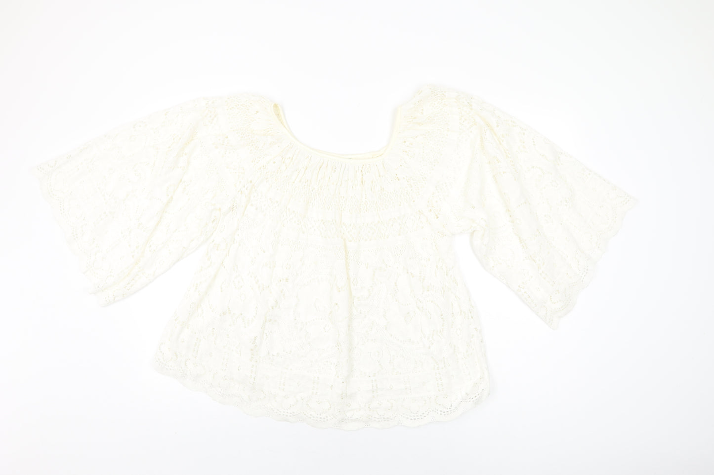 Slix Womens Ivory Cotton Basic T-Shirt Size M Round Neck