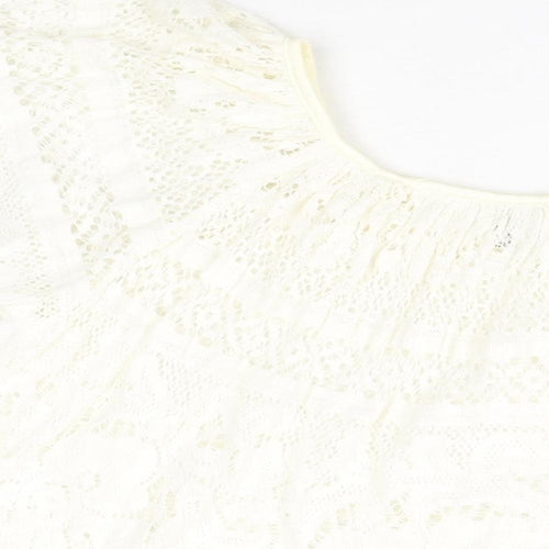Slix Womens Ivory Cotton Basic T-Shirt Size M Round Neck