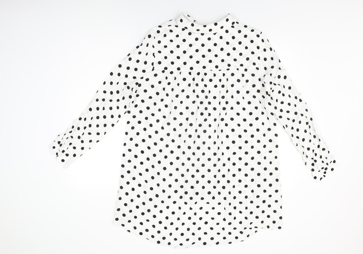 Wallis Womens White Polka Dot Viscose Basic Button-Up Size 14 Collared