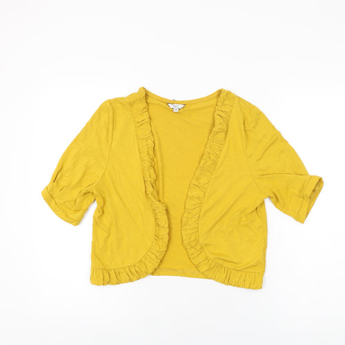 Klass Womens Yellow Viscose Cropped T-Shirt Size M V-Neck