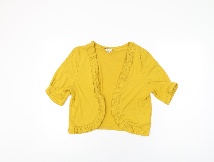 Klass Womens Yellow Viscose Cropped T-Shirt Size M V-Neck