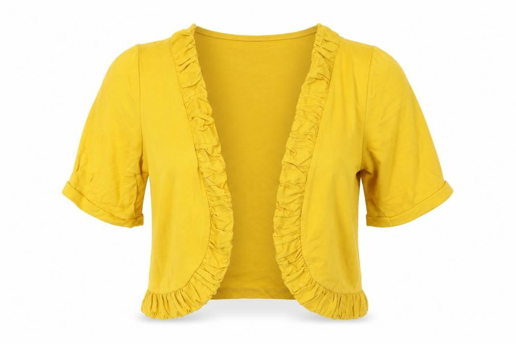 Klass Womens Yellow Viscose Cropped T-Shirt Size M V-Neck