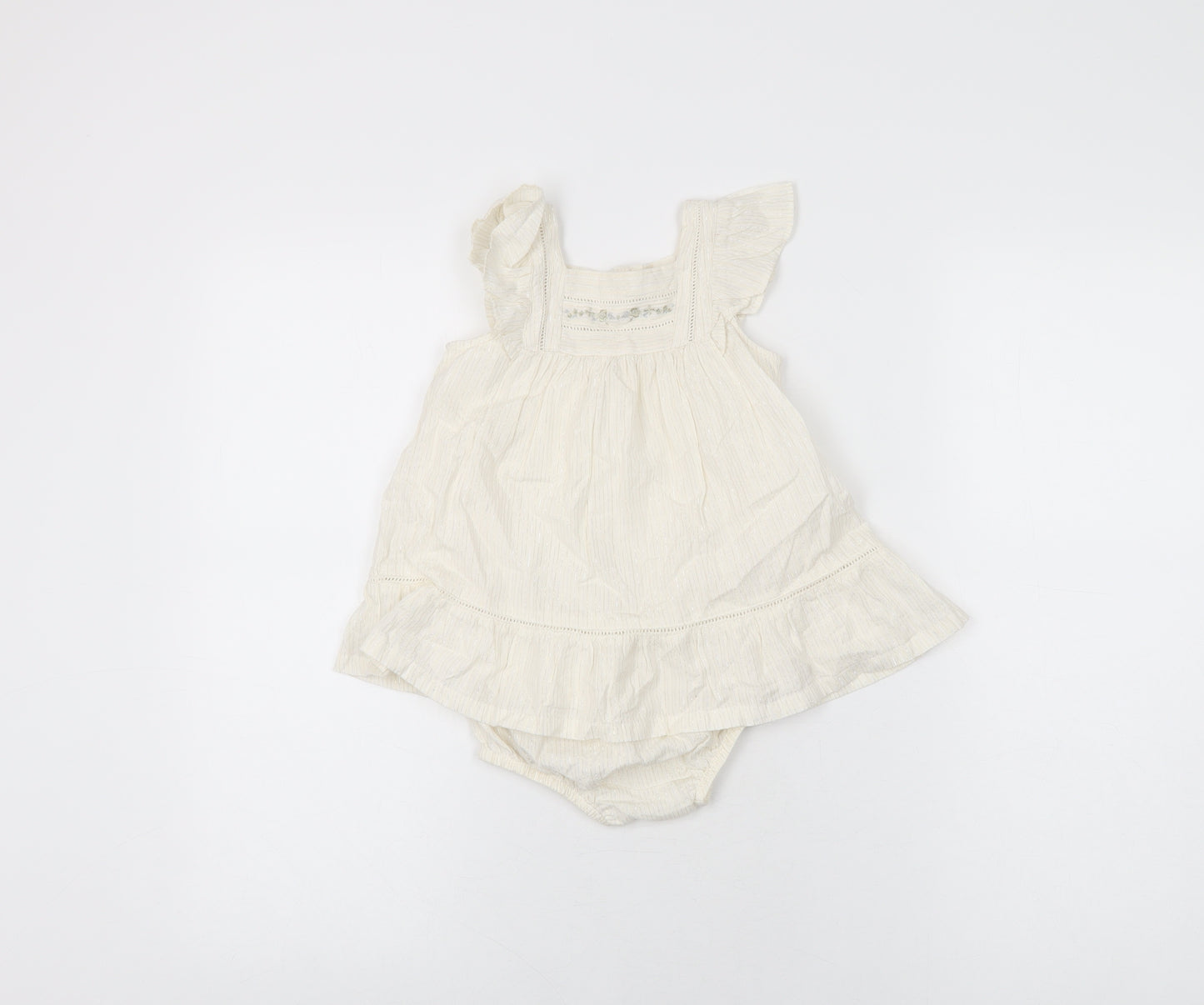 Sergent Major Girls Ivory Cotton Shorts Set Outfit/Set Size 12 Months Button