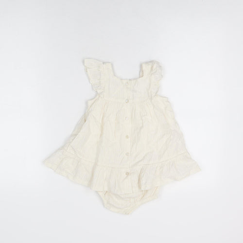 Sergent Major Girls Ivory Cotton Shorts Set Outfit/Set Size 12 Months Button
