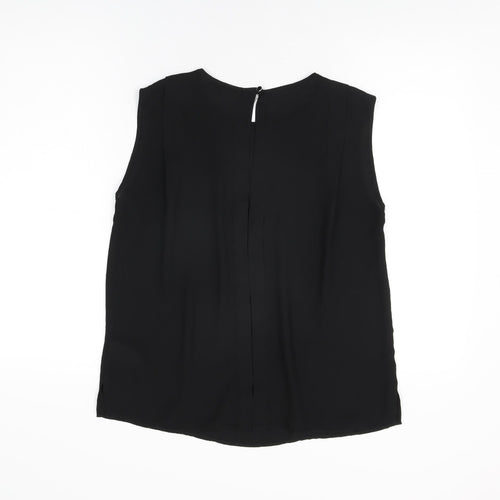 Warehouse Womens Black Polyester Basic T-Shirt Size 12 Round Neck