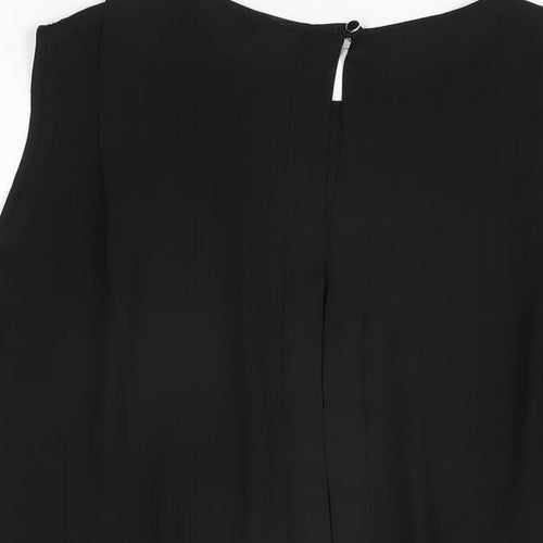 Warehouse Womens Black Polyester Basic T-Shirt Size 12 Round Neck