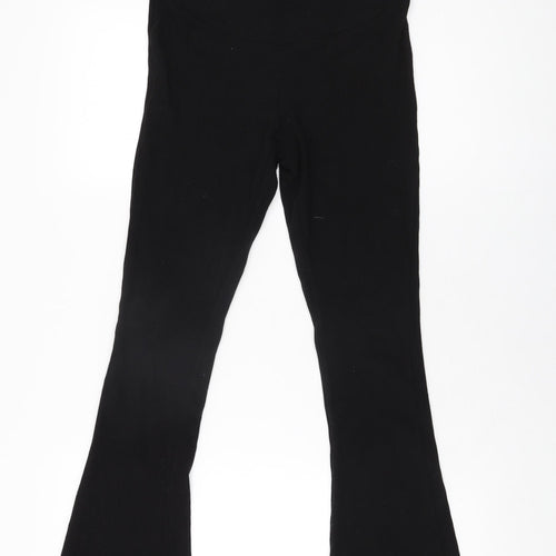 H&M Womens Black Cotton Trousers Size S L31 in Regular