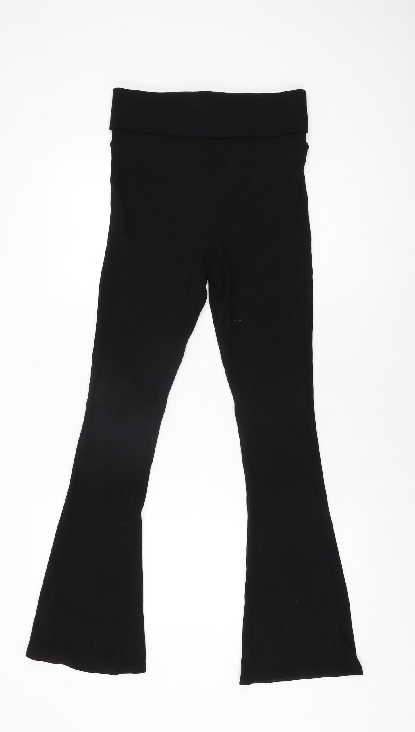 H&M Womens Black Cotton Trousers Size S L31 in Regular