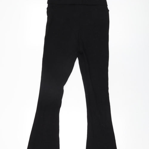 H&M Womens Black Cotton Trousers Size S L31 in Regular
