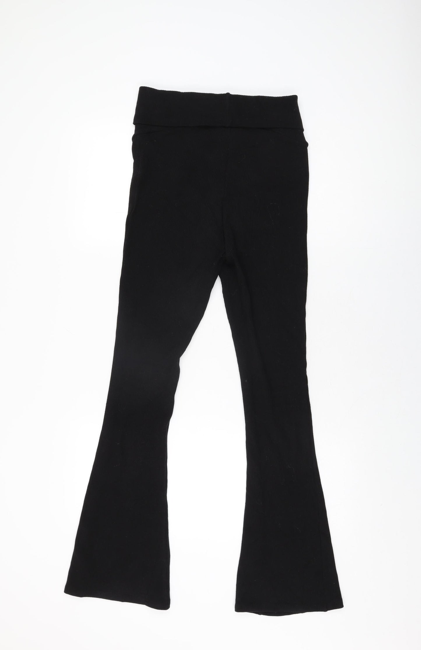 H&M Womens Black Cotton Trousers Size S L31 in Regular