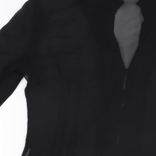 Press&Bastyan Womens Black Polyester Basic Button-Up Size 8 Collared