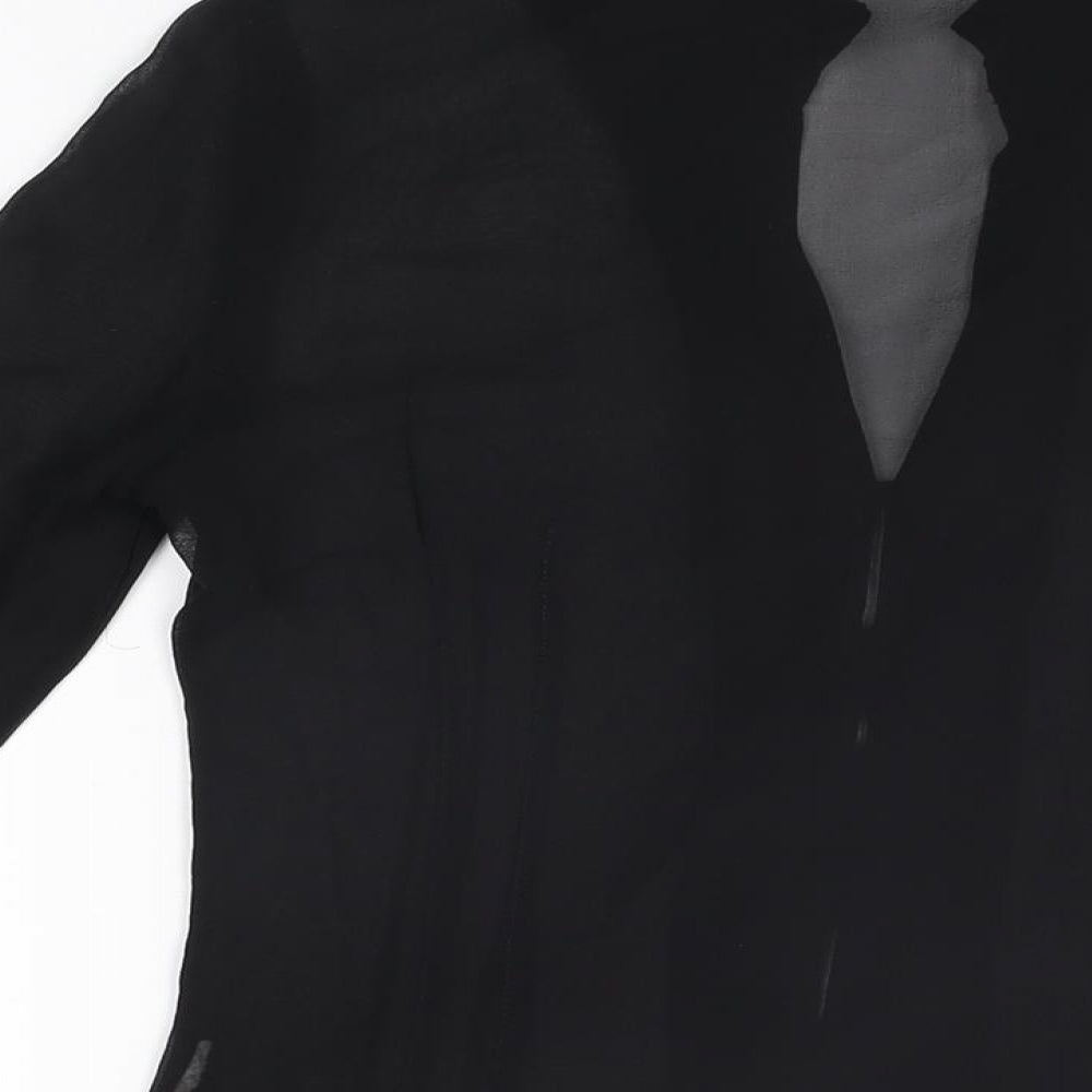 Press&Bastyan Womens Black Polyester Basic Button-Up Size 8 Collared