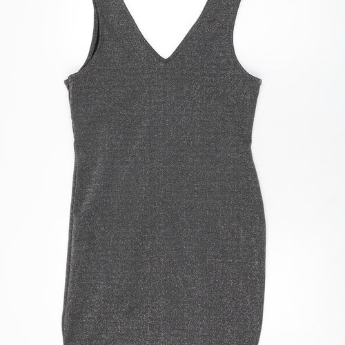 Be Beau Womens Grey Polyester Bodycon Size 16 V-Neck Pullover