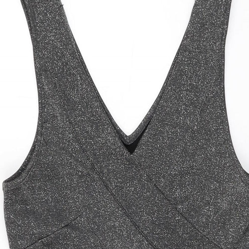 Be Beau Womens Grey Polyester Bodycon Size 16 V-Neck Pullover