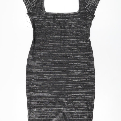 Cinnamon Womens Grey Acetate Bodycon Size M Square Neck Pullover