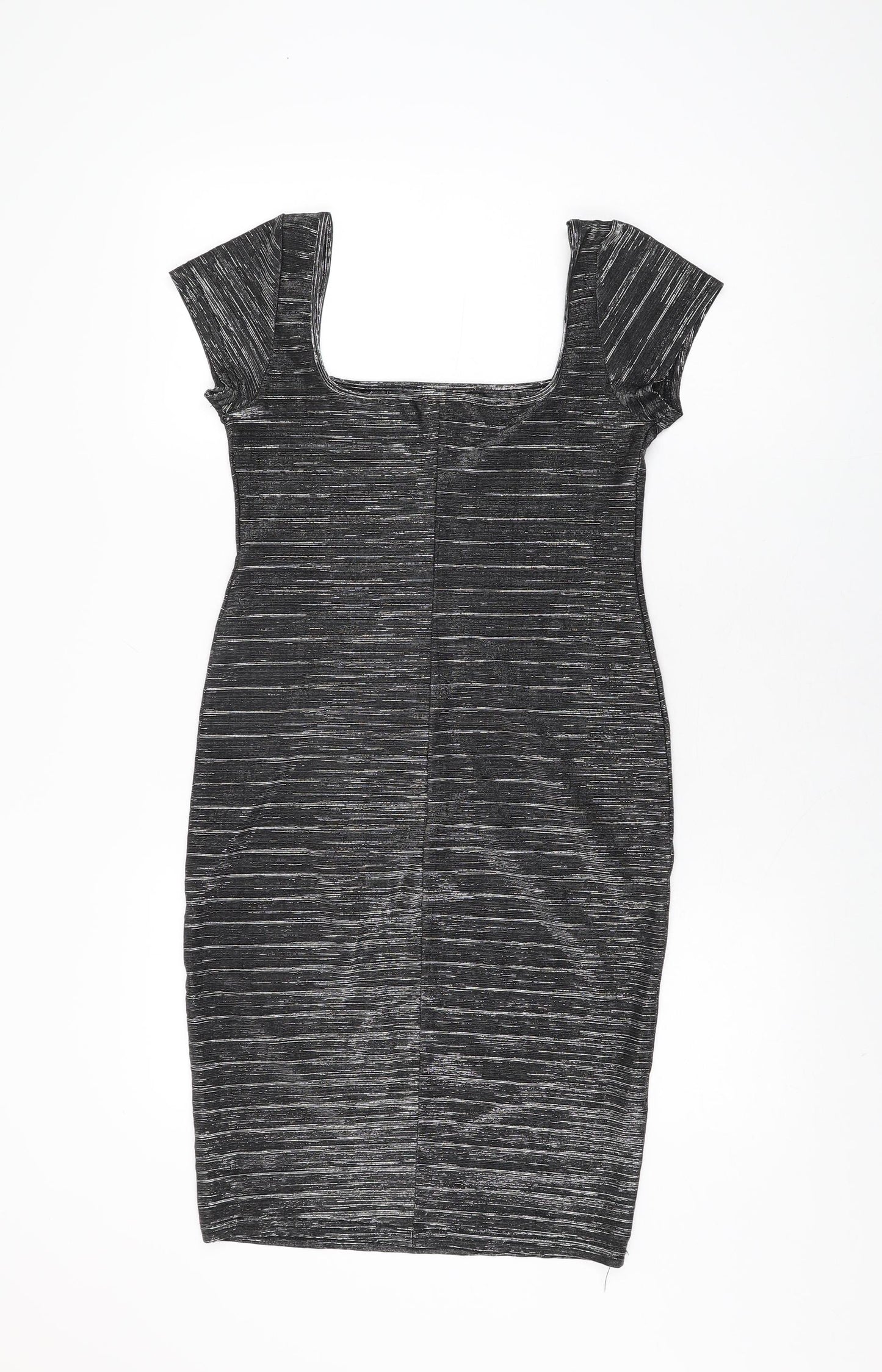 Cinnamon Womens Grey Acetate Bodycon Size M Square Neck Pullover
