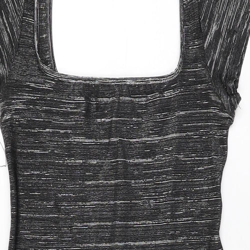 Cinnamon Womens Grey Acetate Bodycon Size M Square Neck Pullover