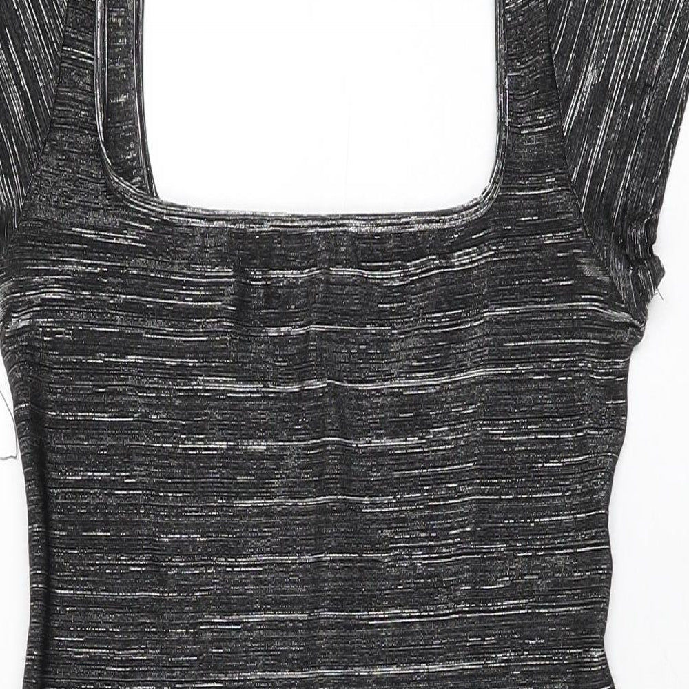 Cinnamon Womens Grey Acetate Bodycon Size M Square Neck Pullover