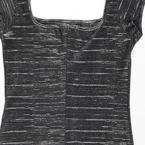 Cinnamon Womens Grey Acetate Bodycon Size M Square Neck Pullover
