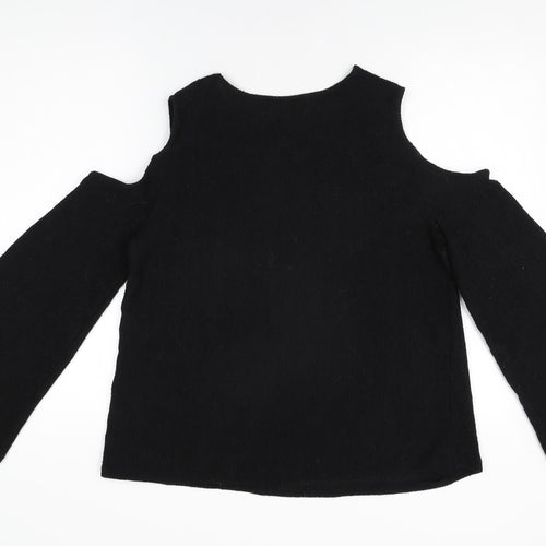 H&M Womens Black Polyester Basic T-Shirt Size M Round Neck