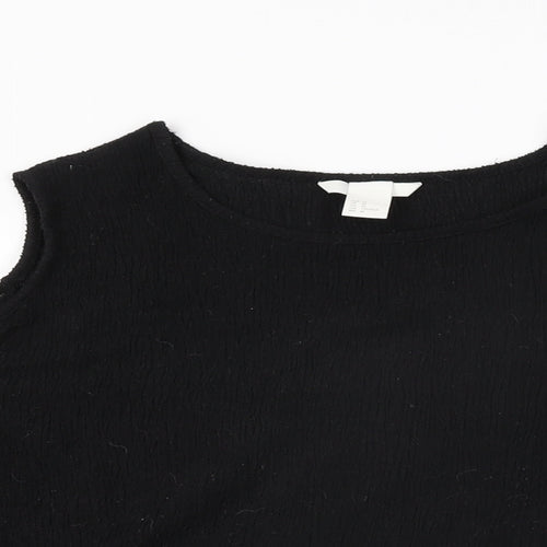 H&M Womens Black Polyester Basic T-Shirt Size M Round Neck