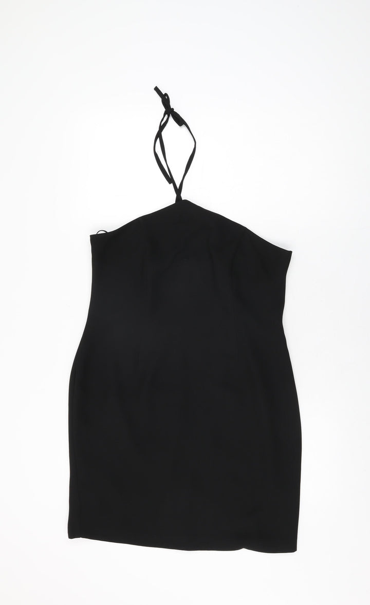 Richards Womens Black Polyester Bodycon Size 14 Halter Zip