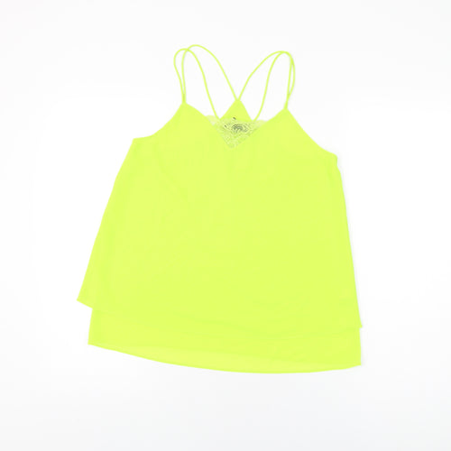 New Look Womens Green Polyester Camisole T-Shirt Size 10 V-Neck
