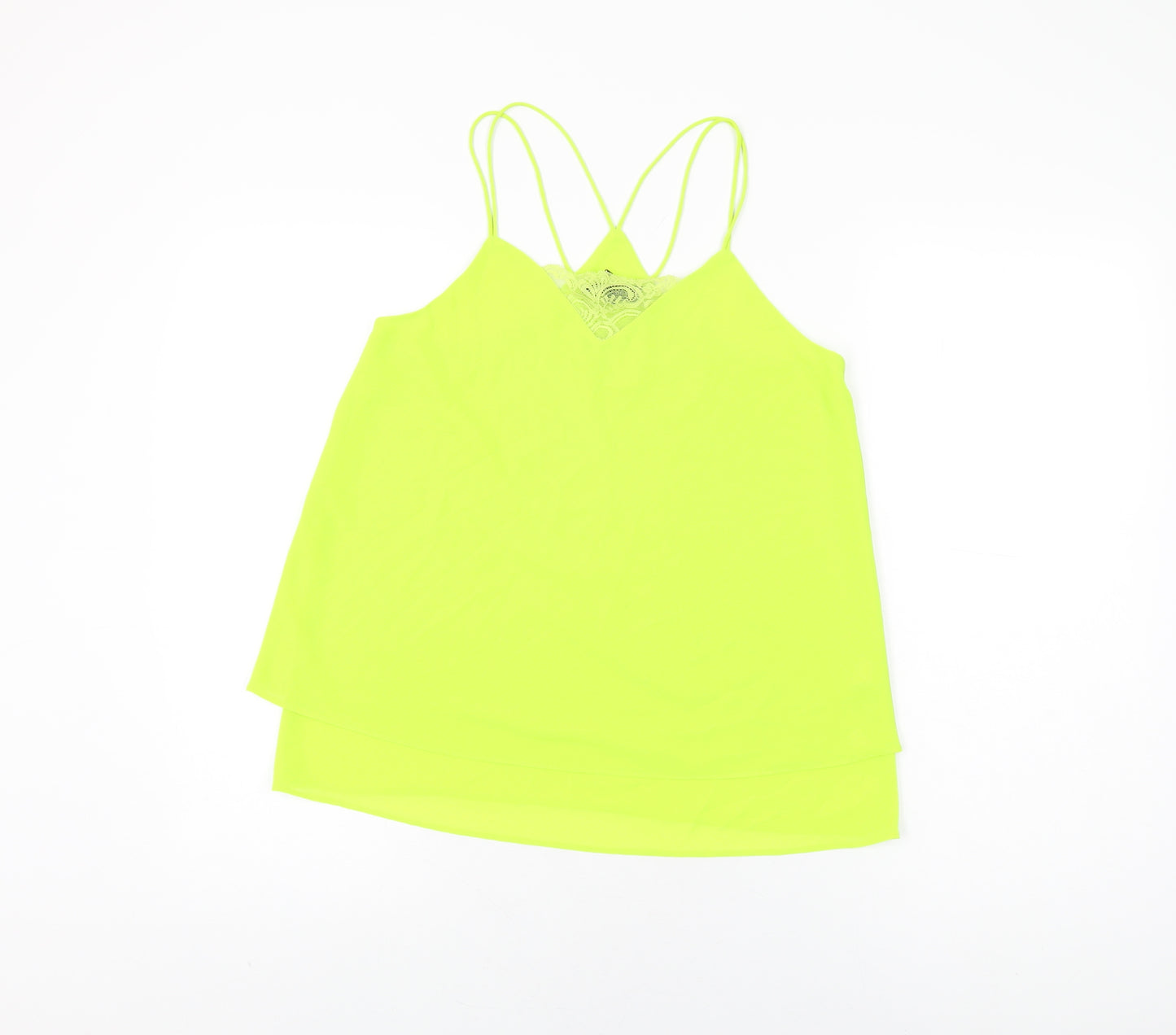 New Look Womens Green Polyester Camisole T-Shirt Size 10 V-Neck