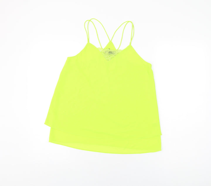 New Look Womens Green Polyester Camisole T-Shirt Size 10 V-Neck