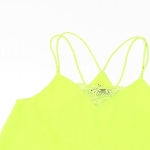 New Look Womens Green Polyester Camisole T-Shirt Size 10 V-Neck