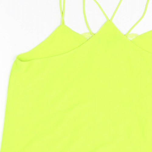 New Look Womens Green Polyester Camisole T-Shirt Size 10 V-Neck