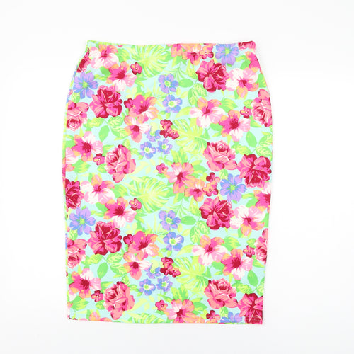 Select Womens Blue Floral Polyester Straight & Pencil Skirt Size 16