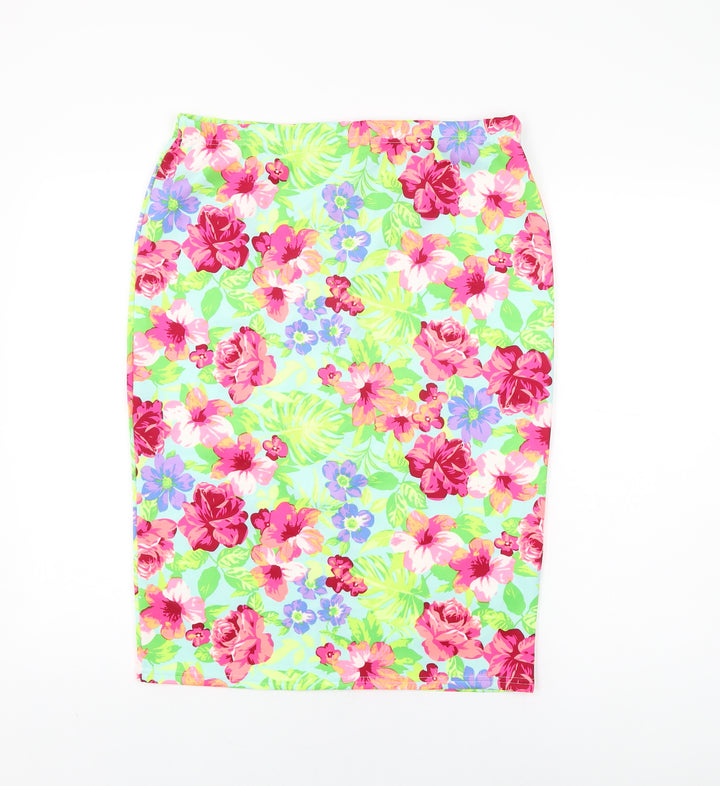 Select Womens Blue Floral Polyester Straight & Pencil Skirt Size 16
