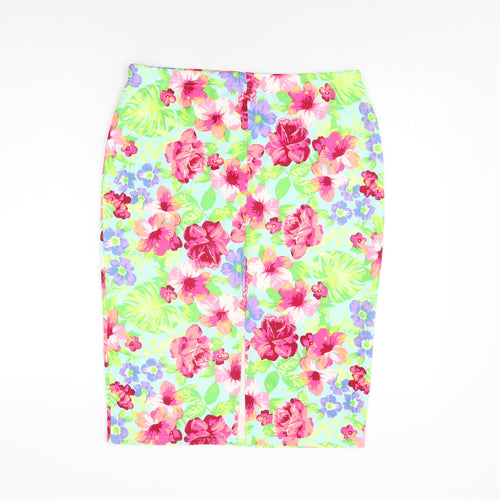 Select Womens Blue Floral Polyester Straight & Pencil Skirt Size 16