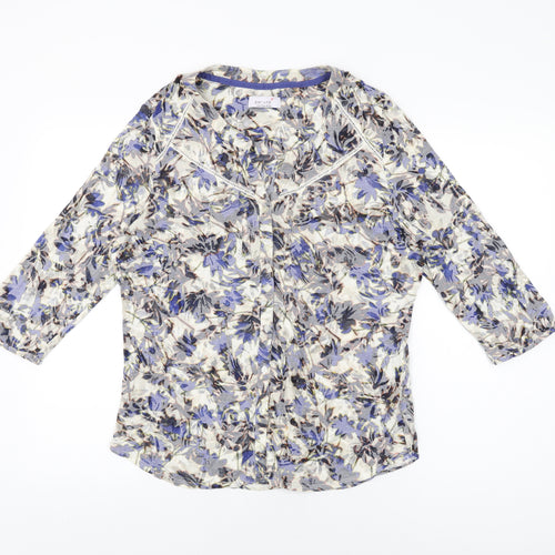 Per Una Womens Multicoloured Floral Cotton Basic Button-Up Size 16 V-Neck