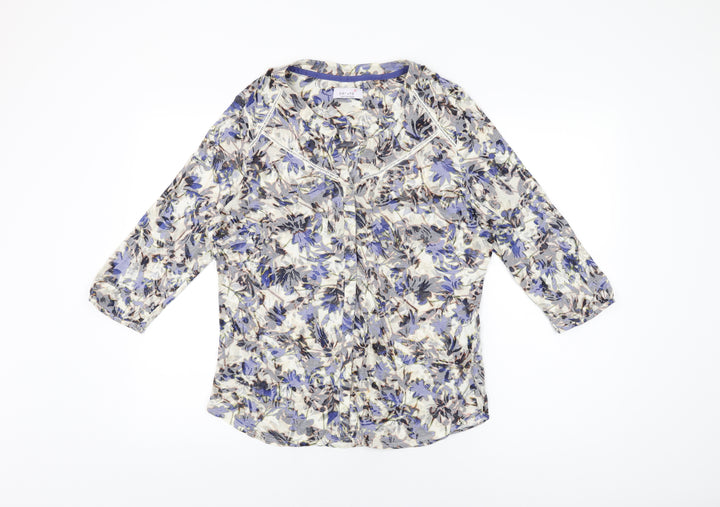 Per Una Womens Multicoloured Floral Cotton Basic Button-Up Size 16 V-Neck