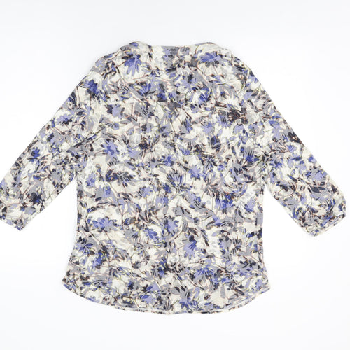 Per Una Womens Multicoloured Floral Cotton Basic Button-Up Size 16 V-Neck