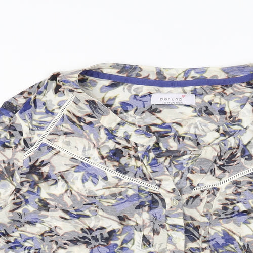 Per Una Womens Multicoloured Floral Cotton Basic Button-Up Size 16 V-Neck