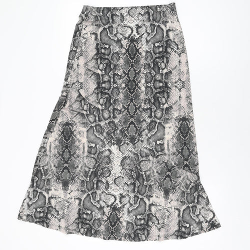 Oasis Womens Grey Animal Print Polyester Flare Skirt Size S - Snake Print