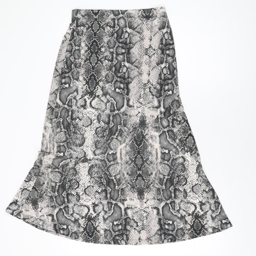 Oasis Womens Grey Animal Print Polyester Flare Skirt Size S - Snake Print